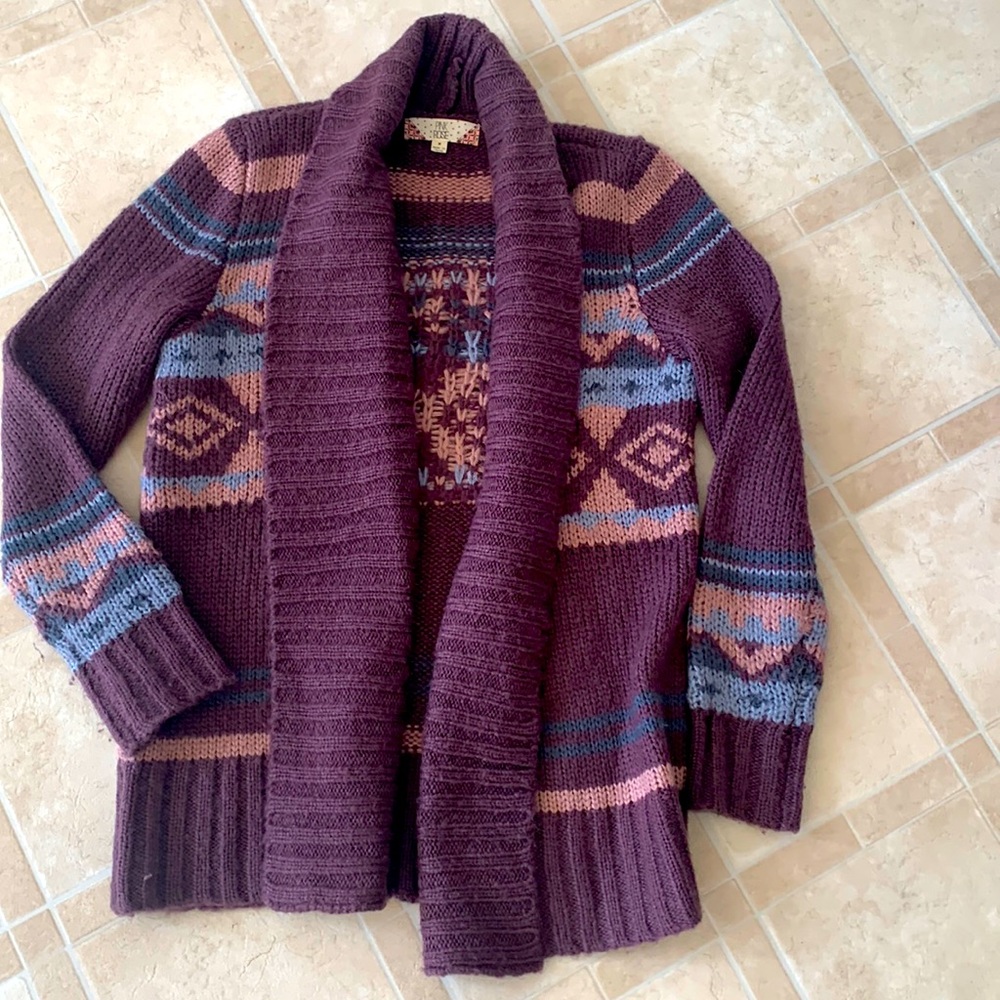 PINK ROSE OPEN SHAWL COLLAR CARDIGAN Size MED